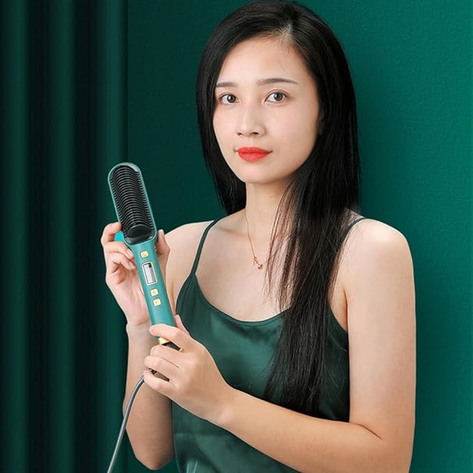 Instant Hair Straightening Brush – Fast Heating Anti-Frizz Electric Styling Comb with Adjustable Temperature