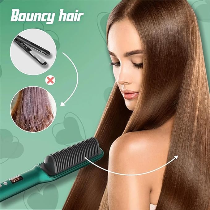 Instant Hair Straightening Brush – Fast Heating Anti-Frizz Electric Styling Comb with Adjustable Temperature