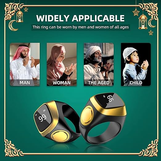 Equantu Qibla Ring Tasbih Counterand Prayer Reminder